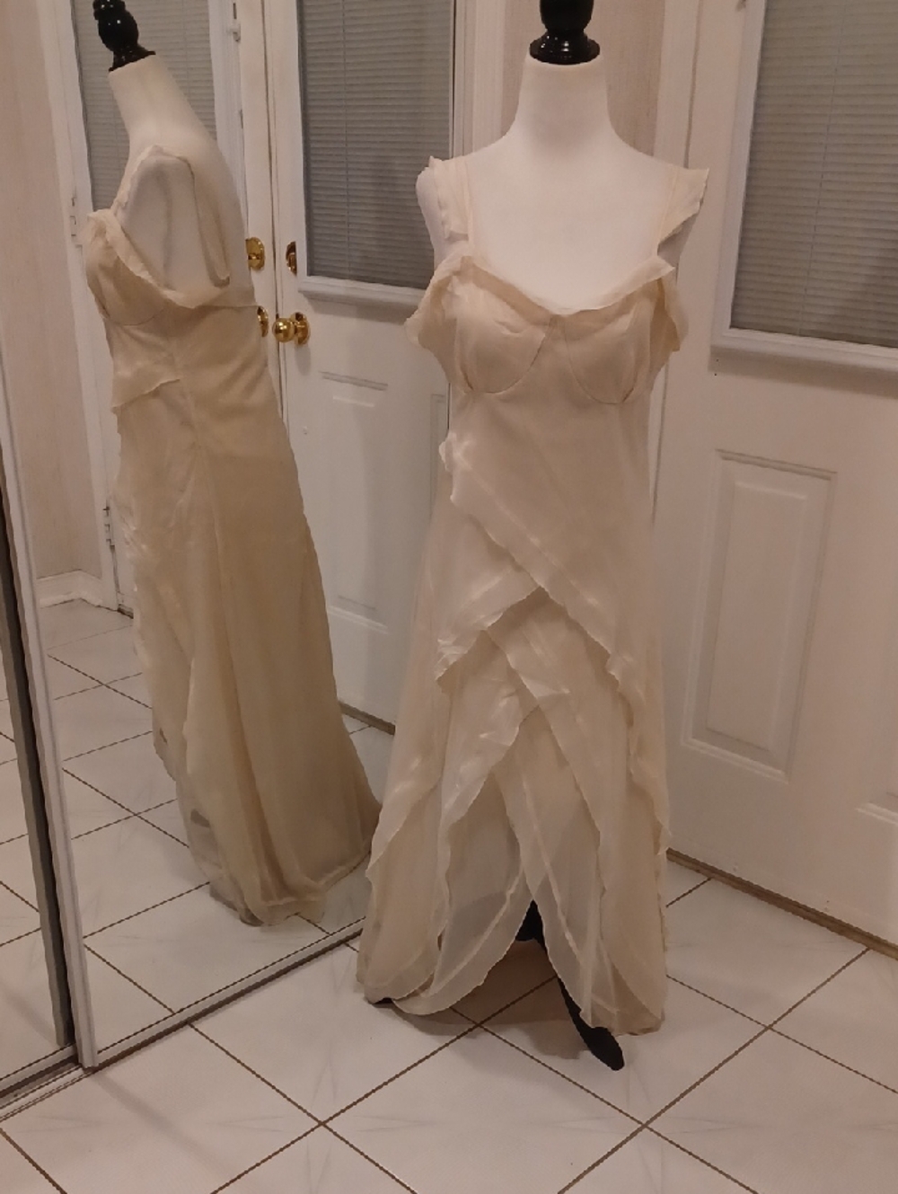2/$70 Elegant Light Yellow Layered Evening Dress - Size Medium